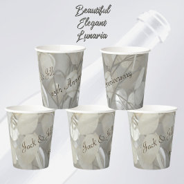 Vasos De Papel Lunaria de plata 25º aniversario Elegante