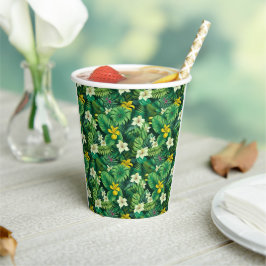 Vasos De Papel Lush Tropical Green - Tropical Foliage Paper Cup