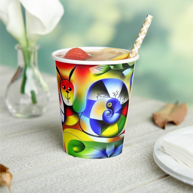 Vasos De Papel Lustige bunte Schnecke (in situ)