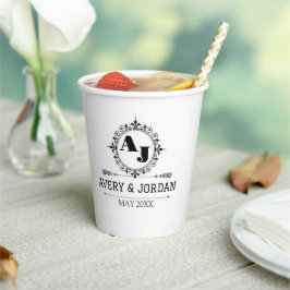 Vasos De Papel Luxury Elegant Monogram with Initials white