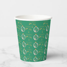 Vasos De Papel Luxury Green and Gold Bauble Christmas