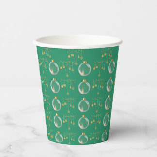 Vasos De Papel Luxury Green and Gold Bauble Christmas