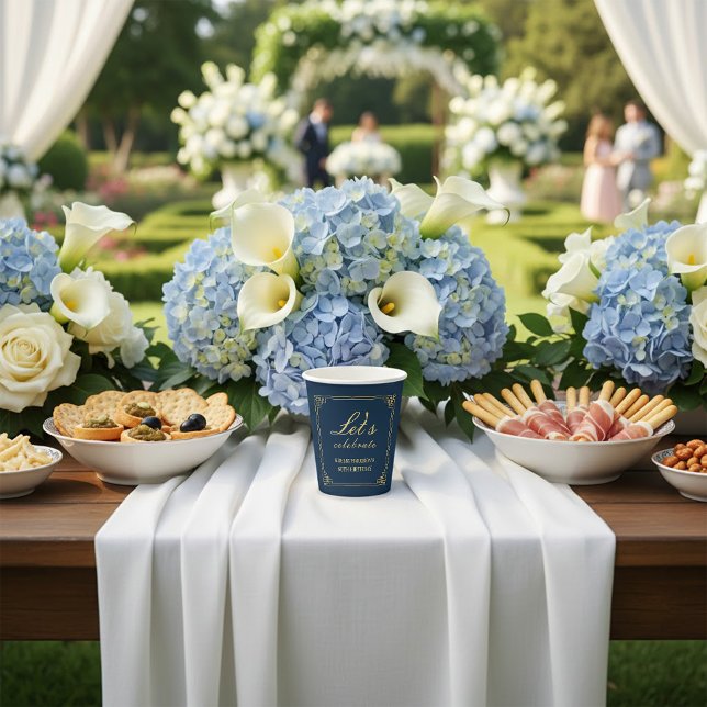 Vasos De Papel Luxury Navy Gold 80th Birthday Let's Celebrate (Subido por el creador)