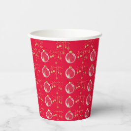 Vasos De Papel Luxury Red and Gold Bauble Christmas