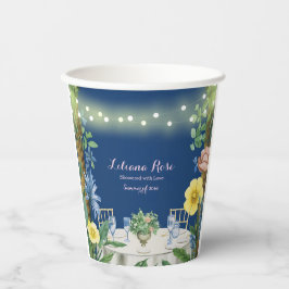 Vasos De Papel Luz Twinkling Azul Floral Jardín Bridal Ducha