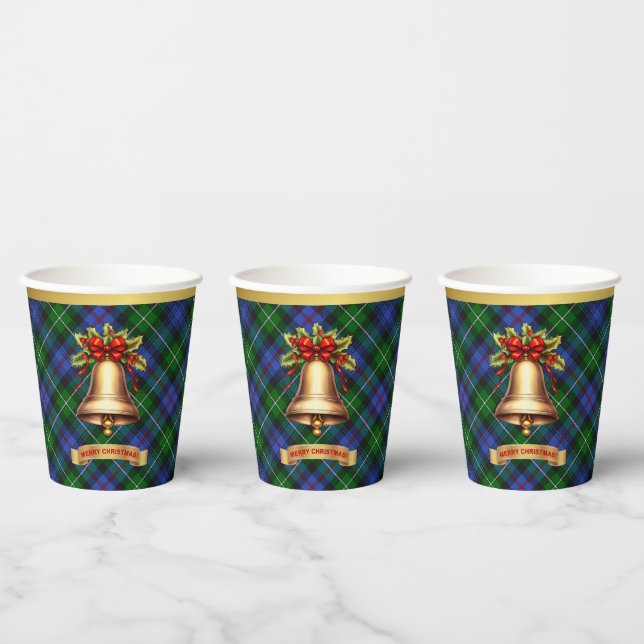 Vasos De Papel MacKenzie Tartán de Navidad Personalizado (Multi)