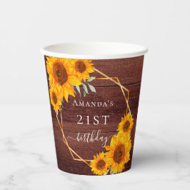 Vasos De Papel Madera marrón giratoria cumpleaños rústico