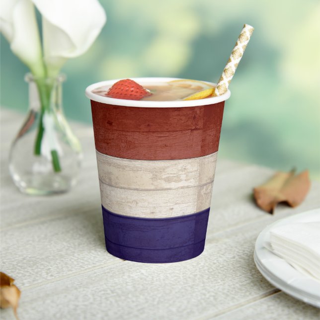 Vasos De Papel Madera roja blanca y azul (in situ)