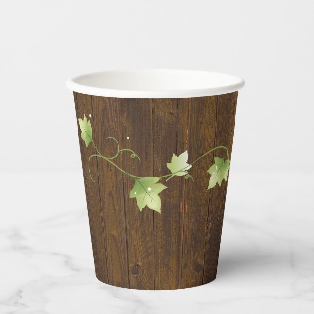 Vasos De Papel Madera Rústica e Ivy (Anverso)