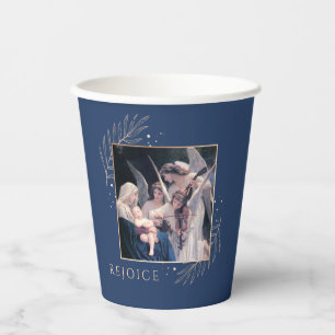 Vasos De Papel Madonna y niño con ángeles vacaciones sagradas