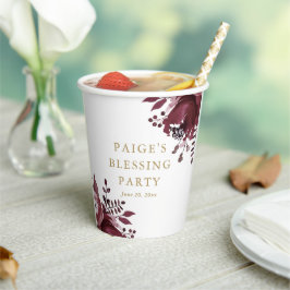 Vasos De Papel Madre cristiana floral roja y bendición del bebé