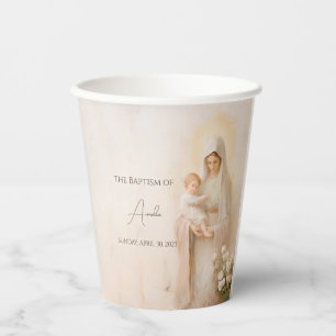 Vasos De Papel Madre María con bautismo infantil