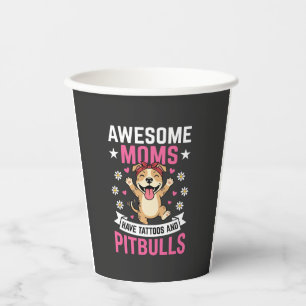 Vasos De Papel Madres de Pitbull Increíbles Tienen Tatuajes Perro