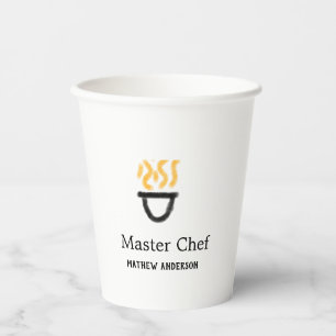 Vasos De Papel Maestro chef agregar nombre sartén negra humo de f