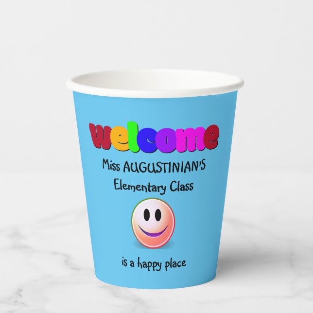 Vasos De Papel Maestros Bienvenidos a Clase (Anverso)