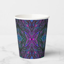 Vasos De Papel Magenta trippy, mariposa abstracta azul y verde