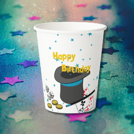 Vasos De Papel Magic Show Black White Blue Birday Party