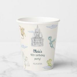 Vasos De Papel Magical Castle Cute Dragons Niños Cumpleaños