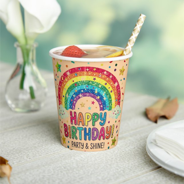Vasos De Papel Magical Rainbow birthday party Paper (in situ)