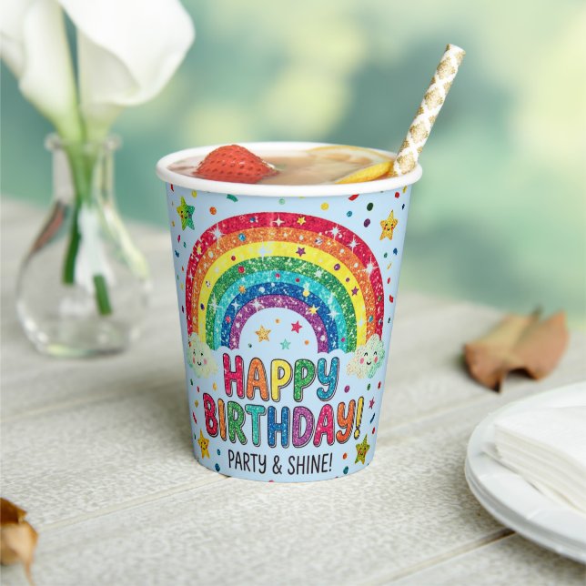 Vasos De Papel Magical Rainbow birthday party Paper (in situ)