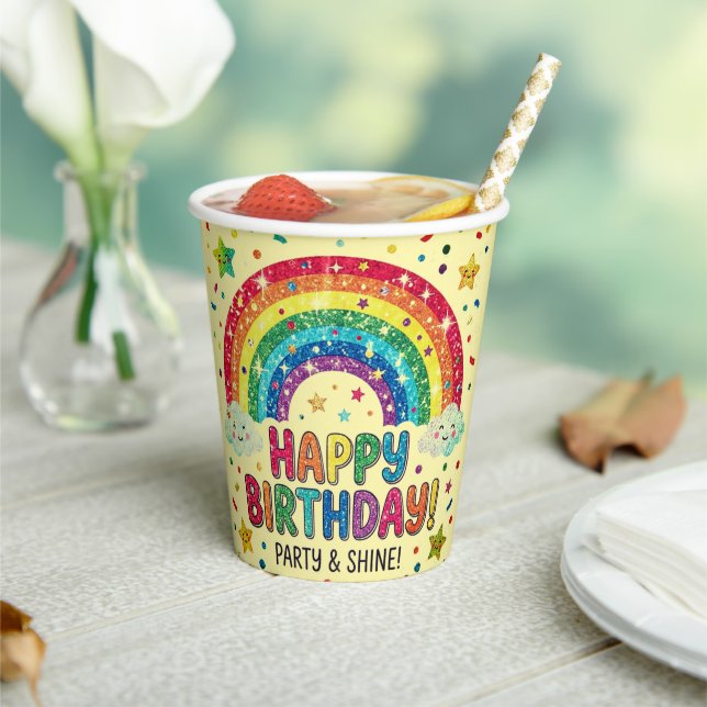Vasos De Papel Magical Rainbow birthday party Paper (in situ)