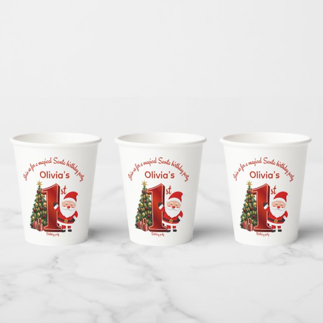 Vasos De Papel Magical Santa Birthday Design for Kids (Multi)