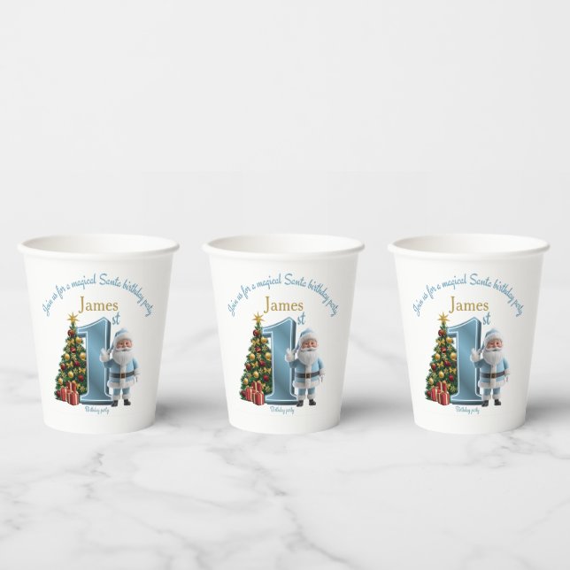 Vasos De Papel Magical Santa Birthday Invitation – 1st Birthday (Multi)