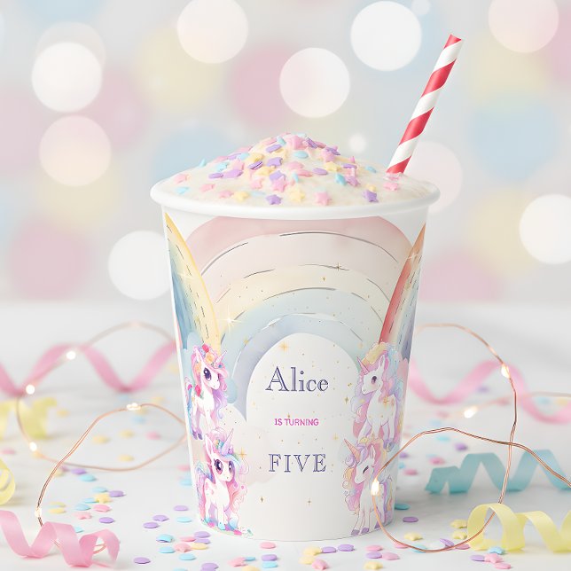 Vasos De Papel Mágicas unicornios y arcos acuáticos cumpleaños (Subido por el creador)