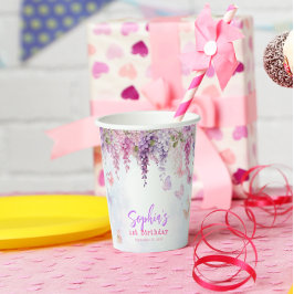 Vasos De Papel Magnífica Wisteria Floral Niños Butterly Cumpleaño