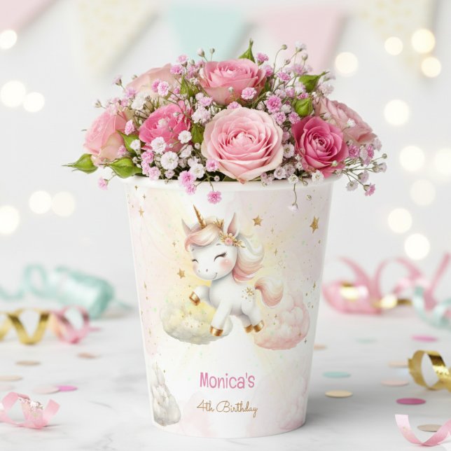 Vasos De Papel Magnífico cumpleaños de niños de unicornio pastel (Subido por el creador)