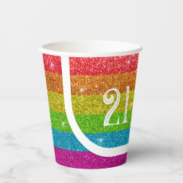 Vasos De Papel Magnífico Día de Cumpleaños del Purpurina Rainbow 