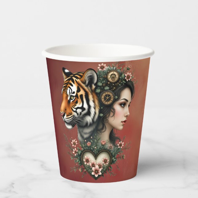 Vasos De Papel Magnífico mundo floral de steampunk (Anverso)