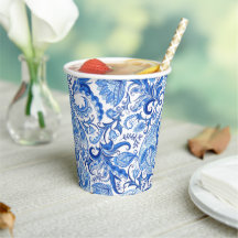 Magnífico patrón de arte Paisley floral azul blanc