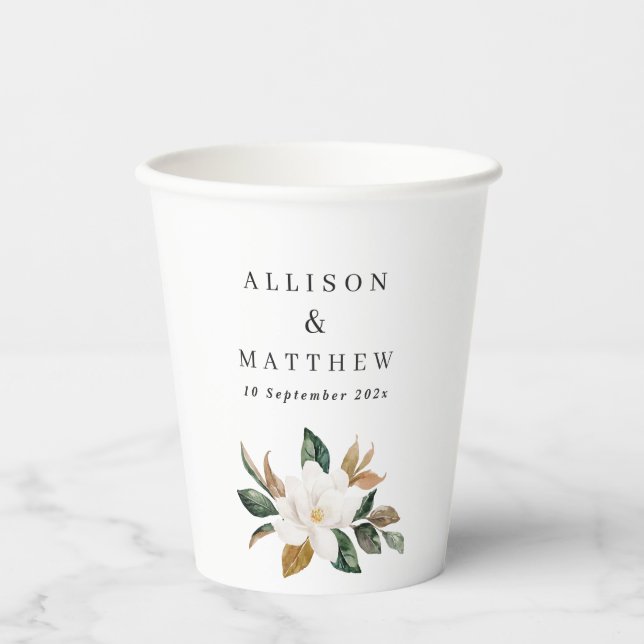Vasos De Papel Magnolia boda floral  (Anverso)