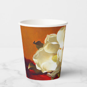 Vasos De Papel Magnolia en Terciopelo Rojo Martin Johnson Heade