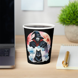 Vasos De Papel Mago con un Lobo - Diversión de Fanáticos de Hallo