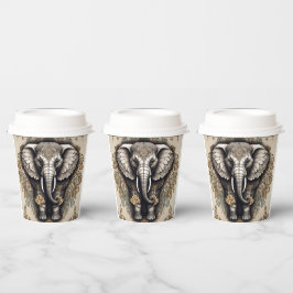 Vasos De Papel Majestic Elephant Mandala