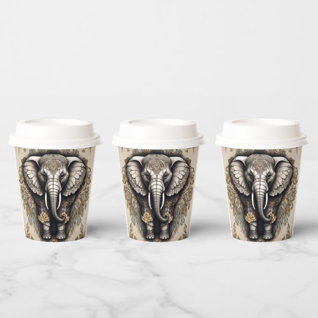 Vasos De Papel Majestic Elephant Mandala (Multi)