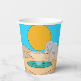 Vasos De Papel Majestic Elephant Sunset Lake Whimsical Cups