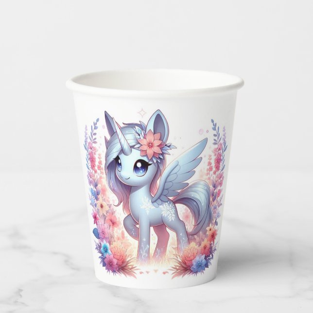 Vasos De Papel Majestic Unicorn Baby Shower (Anverso)