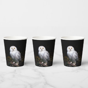 Vasos De Papel Majestuoso búho de invierno