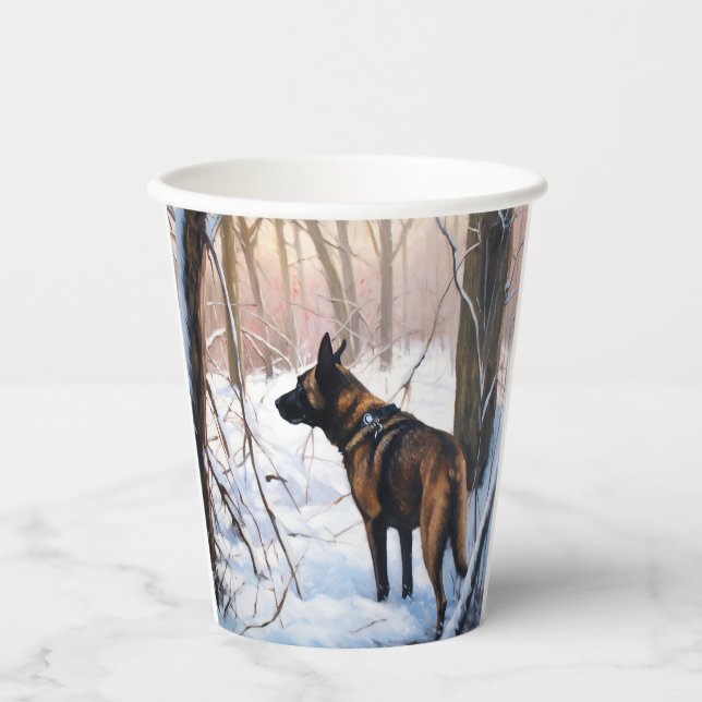 Vasos De Papel Malinois belga deja que neven a Navidades (Anverso)