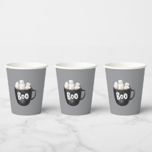 Vasos De Papel Malvaviscos Grises Negros Boo