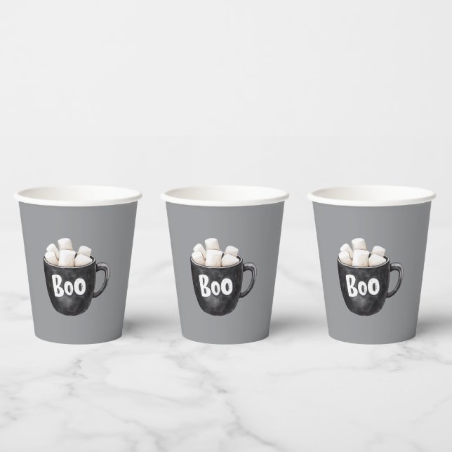 Vasos De Papel Malvaviscos Grises Negros Boo (Multi)