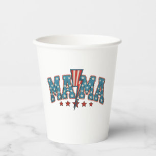 Vasos De Papel Mamá 4 de julio Patriótica Mamá Perno Relámpago