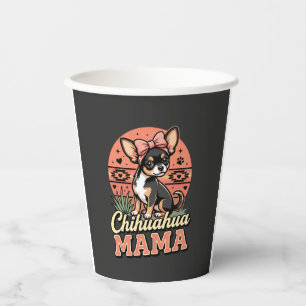 Vasos De Papel Mamá Chihuahua Lindo Lazo Perro Mamá