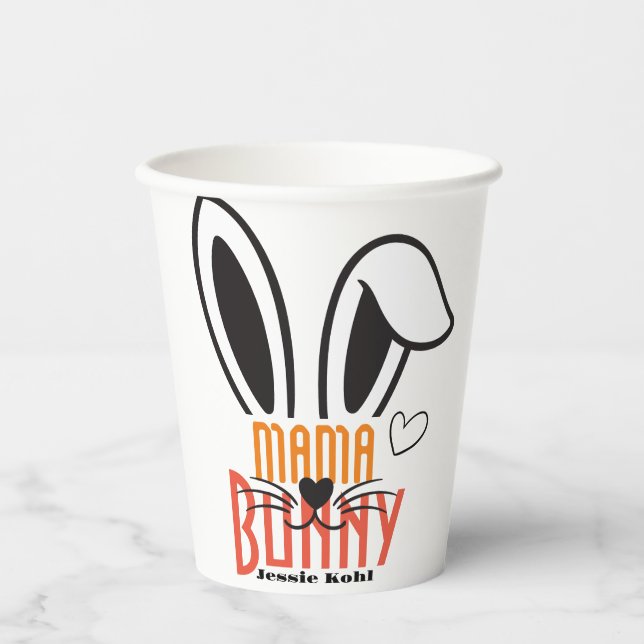 Vasos De Papel mamá conejito Pascua elegante simple linda familia (Anverso)