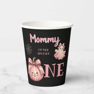 Vasos De Papel Mamá del Espeluznante Uno Pinkoween Retro Fantasma