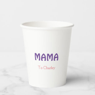 Vasos De Papel Mama feliz madres retro púrpura agregar texto nomb