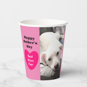 Vasos De Papel Mamá Más Linda Cachorro Perrito Corazones Rosados